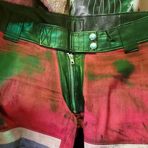Handmade Indie Designer Kissin Bombs Design Moto Punk Metal Pants